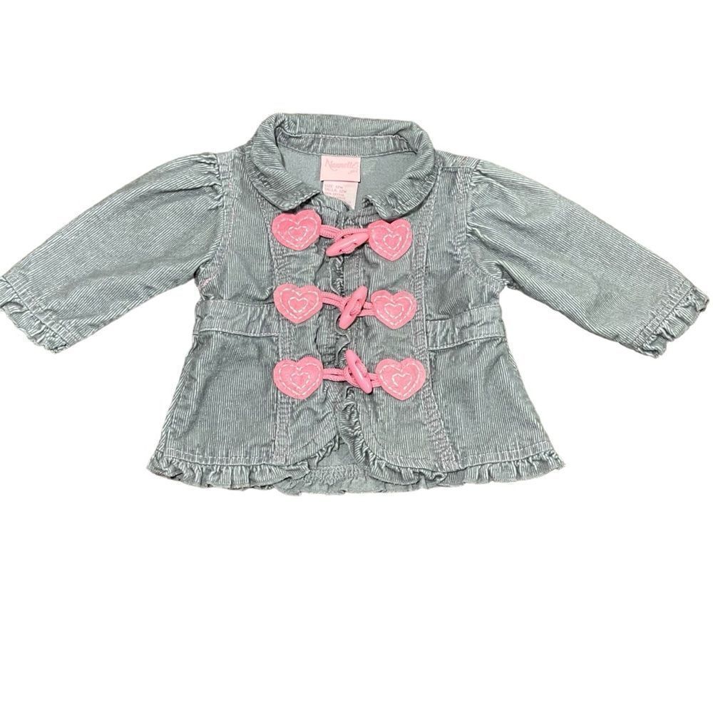 Nannette Girl Buttondown Corduroy Jacket Gray Pink Size 12 Months
